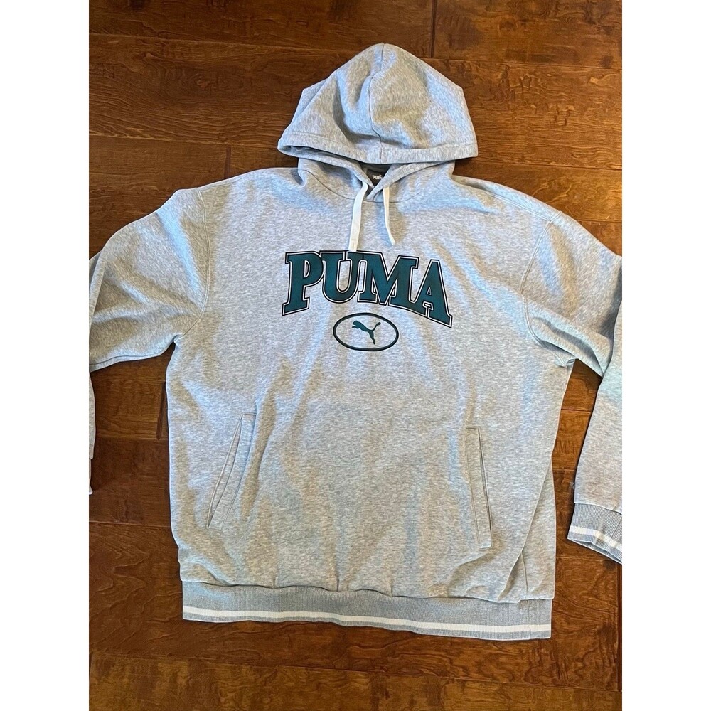 PUMA Squad Graphic Pullover Hoodie Mens - XL- Heather Gray